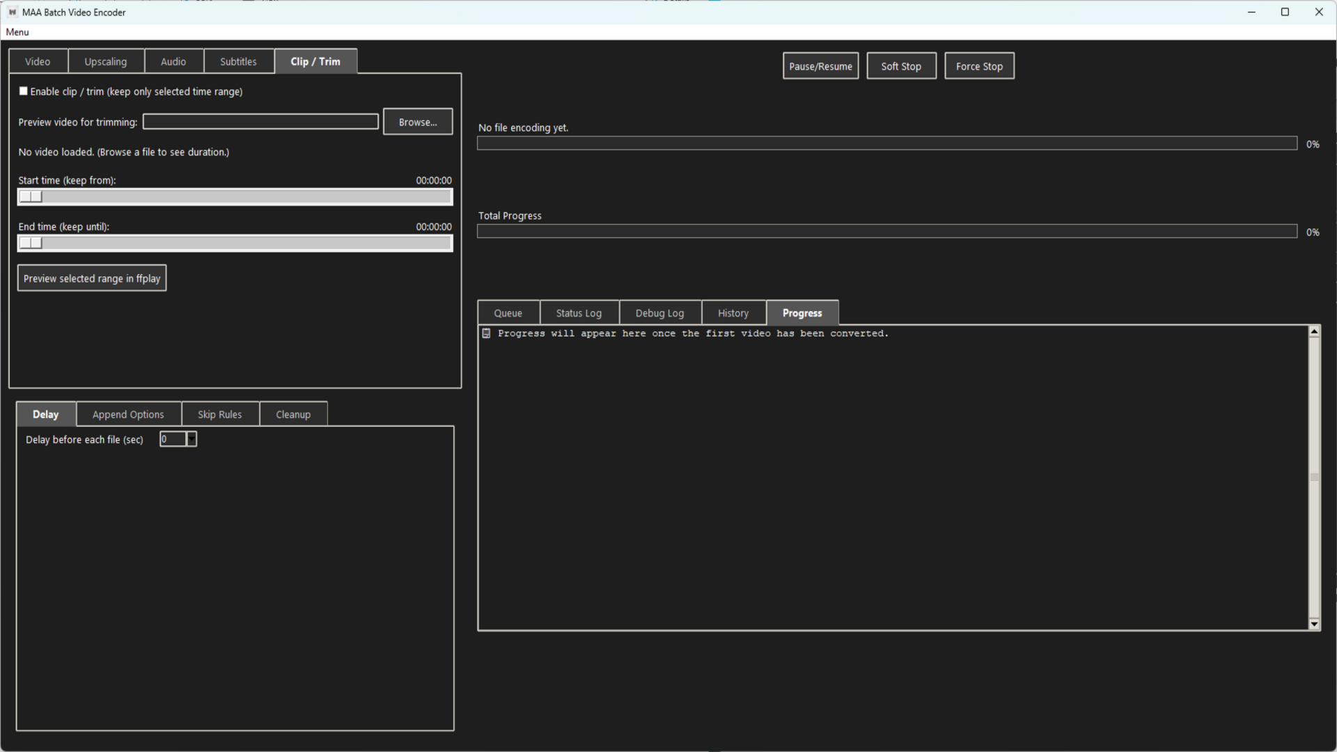 MAA Video Encoder – Progress tab with overall queue tracking