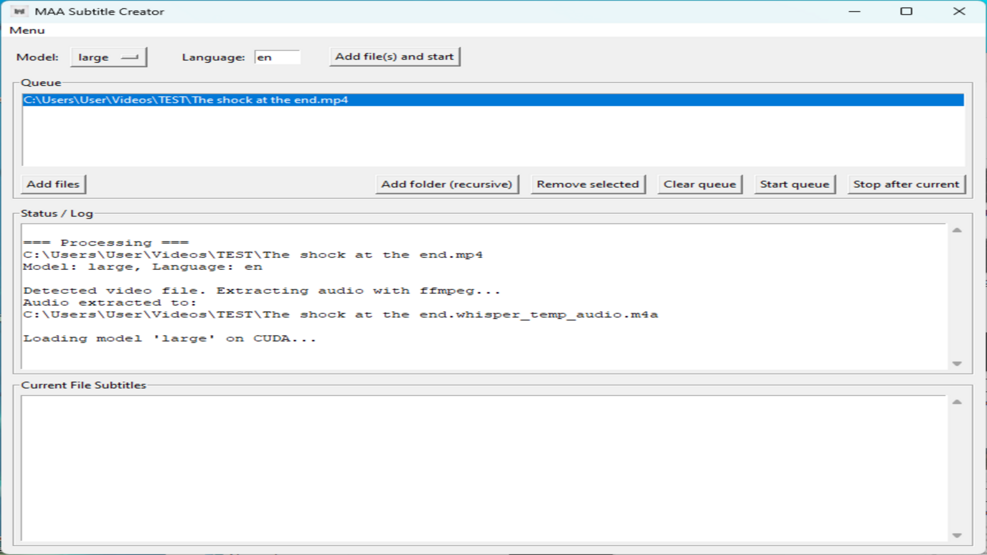 Whisper model loading and audio extraction